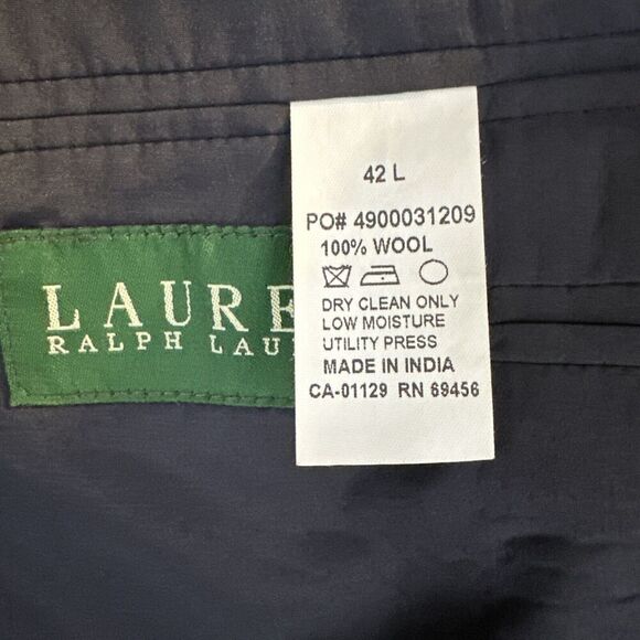 Lauren Ralph Lauren Wool Navy Blazer Mens 42L Gold Button Sport Coat Suit Jacket - Picture 5 of 10